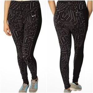 Nike Leggings Running Dry Fit Black and Gray Workout Sports Pants Size S